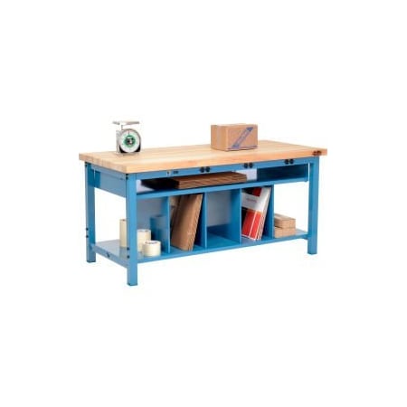 Global Equipment Packing Workbench W/Lower Shelf   Power, Maple Square Edge, 60"W x 30"D 244207B